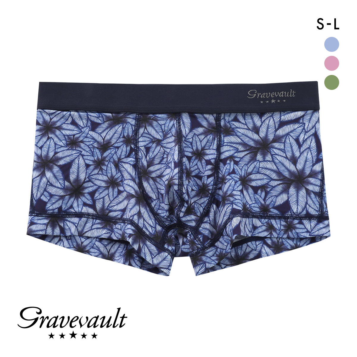 グレイブボールト PEACEFUL ローライズボクサーパンツ SML メンズ 前閉じ 日本製 Gravevault(BU-ブルー-S)