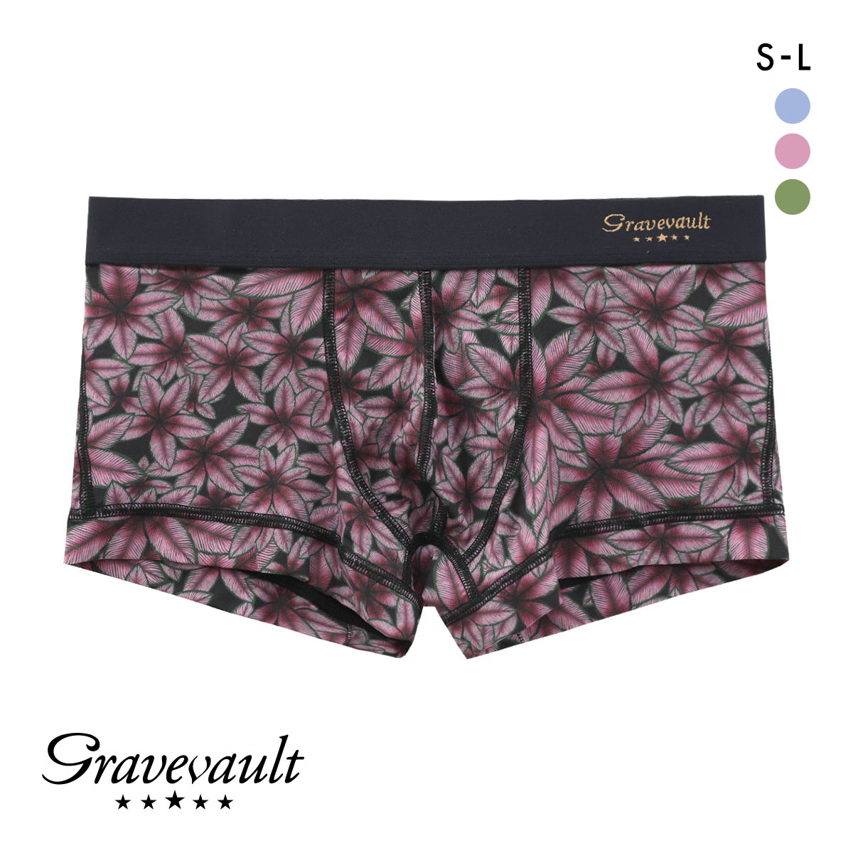 グレイブボールト PEACEFUL ローライズボクサーパンツ SML メンズ 前閉じ 日本製 Gravevault(PI-ピンク-S)