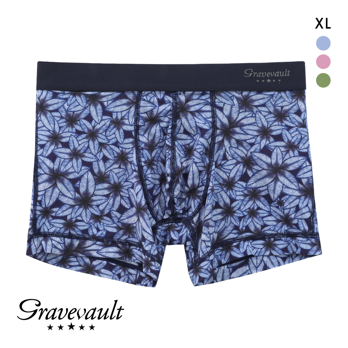 グレイブボールト PEACEFUL ショートボクサーパンツ XL メンズ 前閉じ 日本製 Gravevault(BU-ブルー-XL)