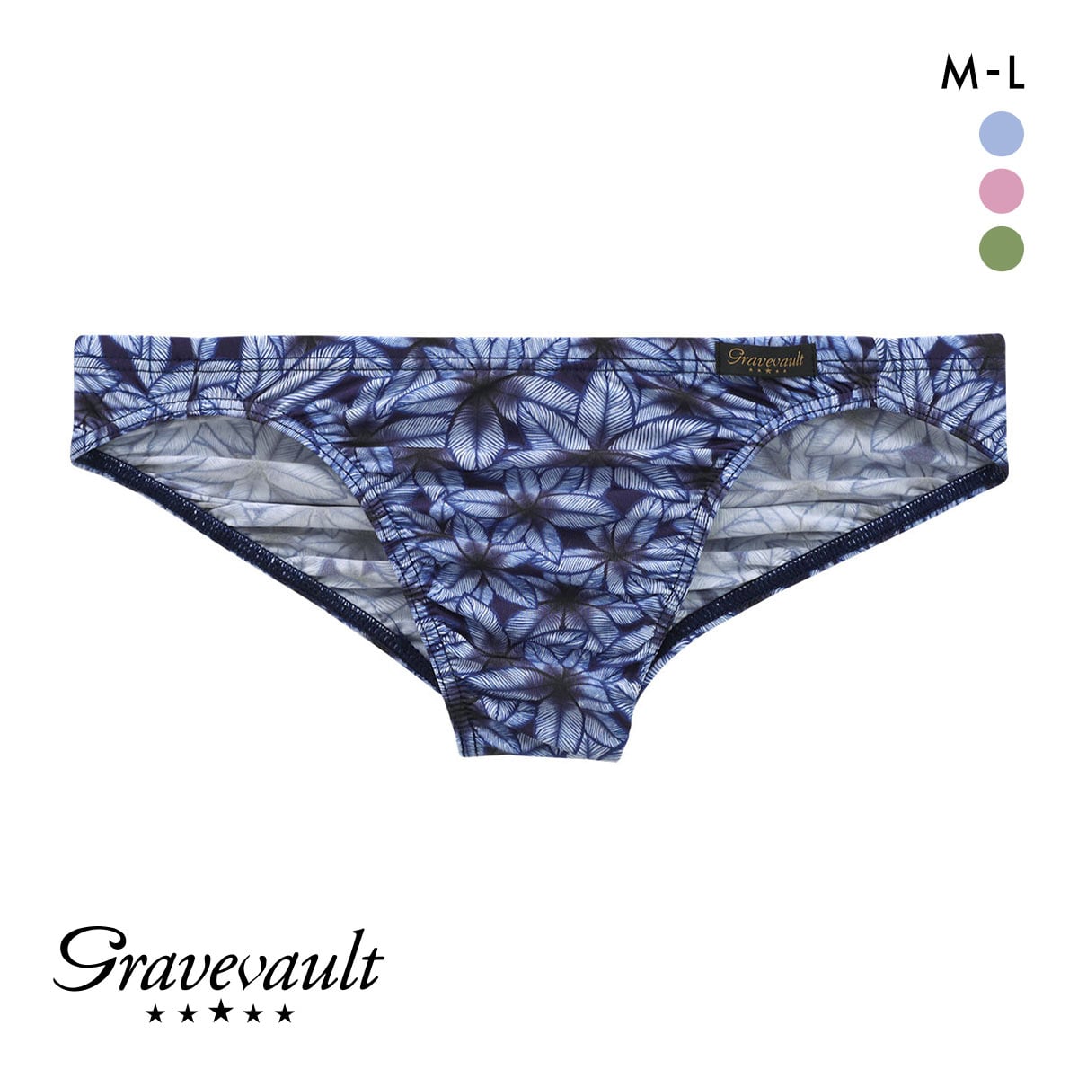 グレイブボールト PEACEFUL ビキニ ブリーフ フルバック ML メンズ 前閉じ 日本製 Gravevault(BU-ブルー-M)