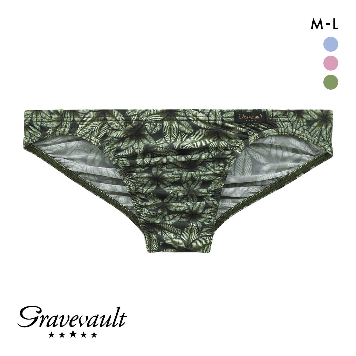 グレイブボールト PEACEFUL ビキニ ブリーフ フルバック ML メンズ 前閉じ 日本製 Gravevault(GR-グリーン-M)