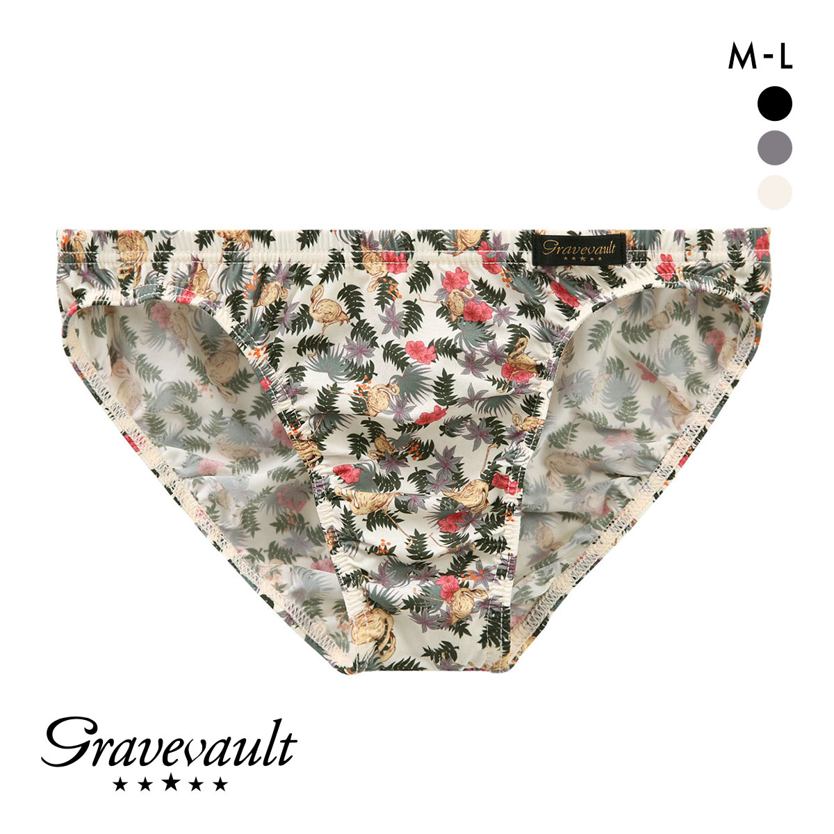 グレイブボールト Pink Flamingo ビキニ ブリーフ フルバック ML メンズ 前閉じ 日本製 Gravevault(IV-アイボリー-M)