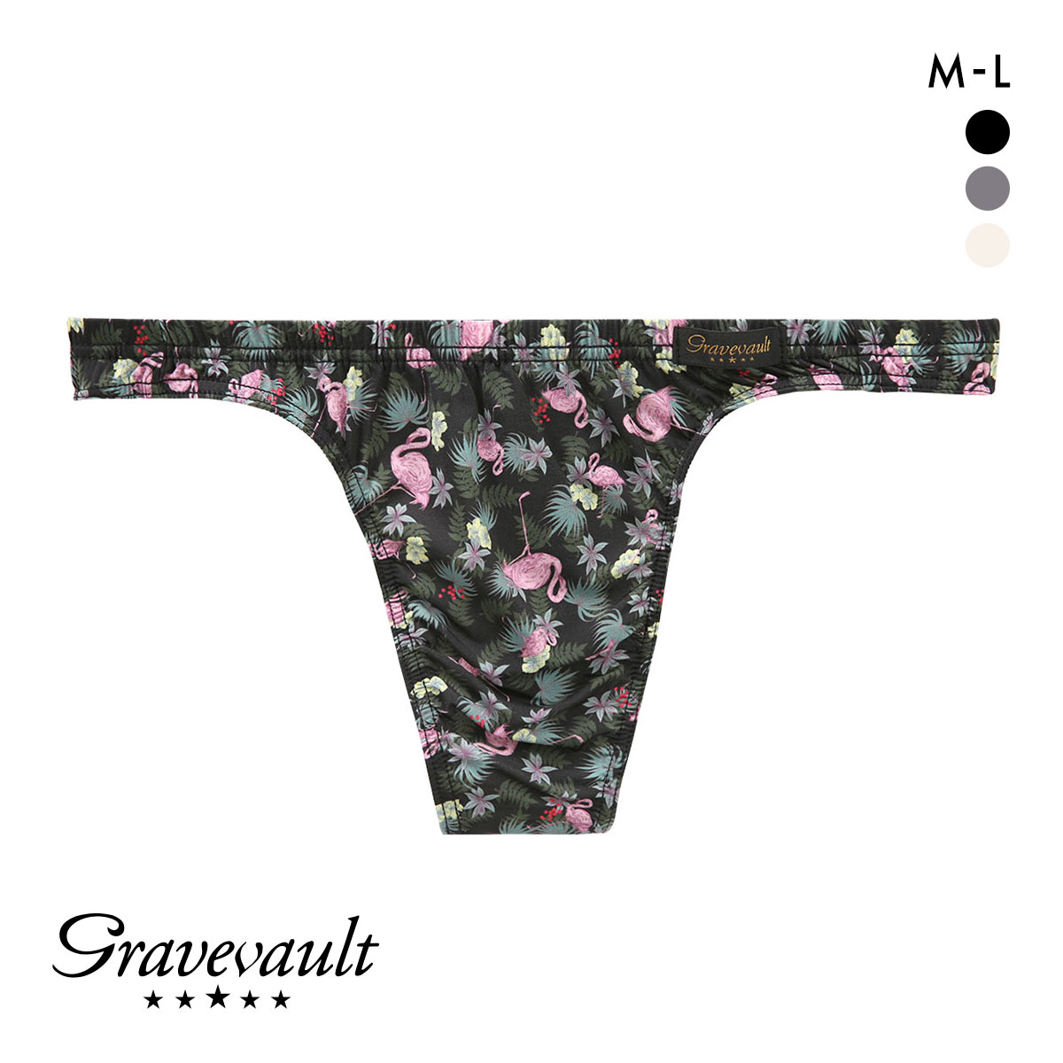 グレイブボールト Pink Flamingo Tバック ビキニ ブリーフ ML メンズ 前閉じ 日本製 Gravevault(BK-ブラック-M)