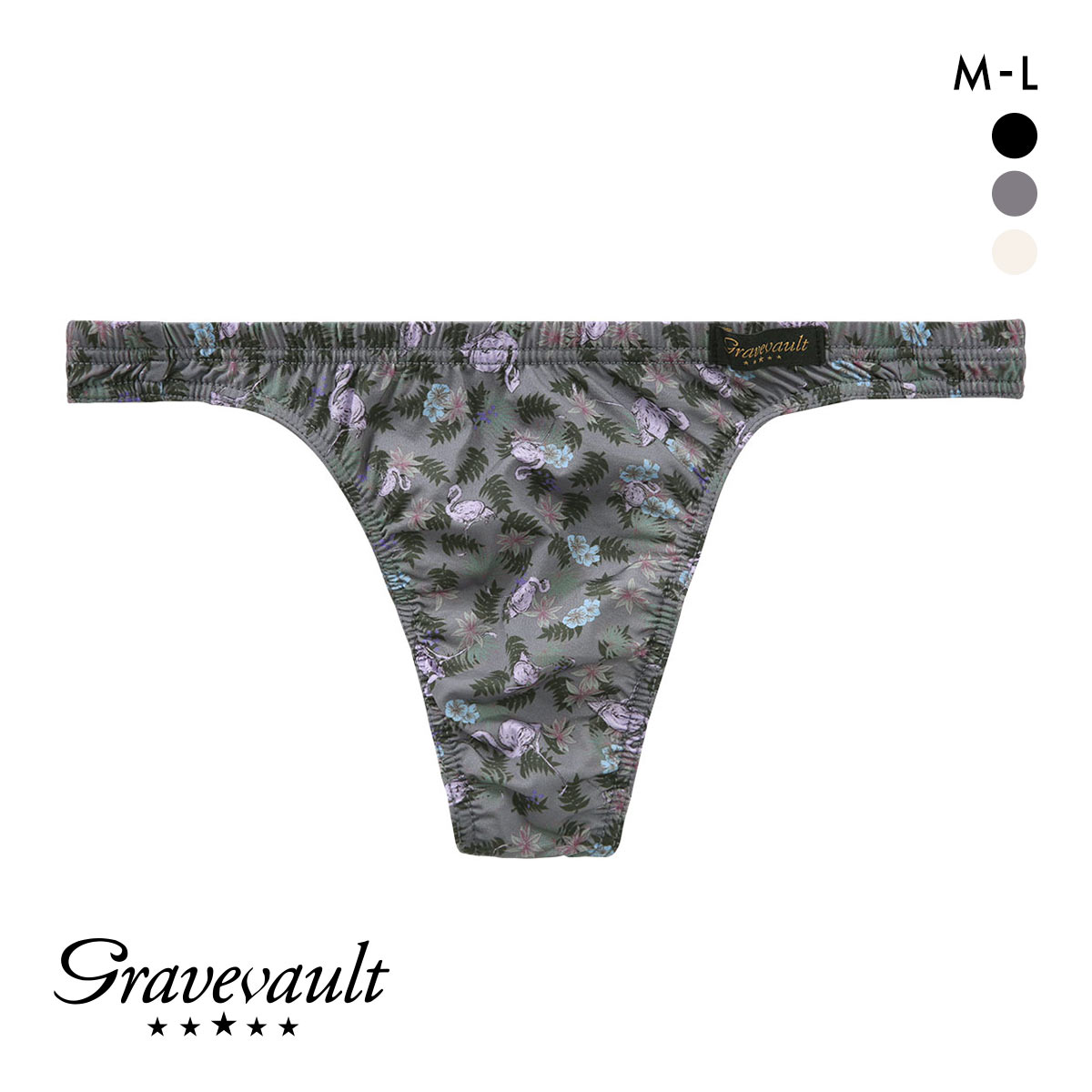 グレイブボールト Pink Flamingo Tバック ビキニ ブリーフ ML メンズ 前閉じ 日本製 Gravevault(GY-グレー-M)
