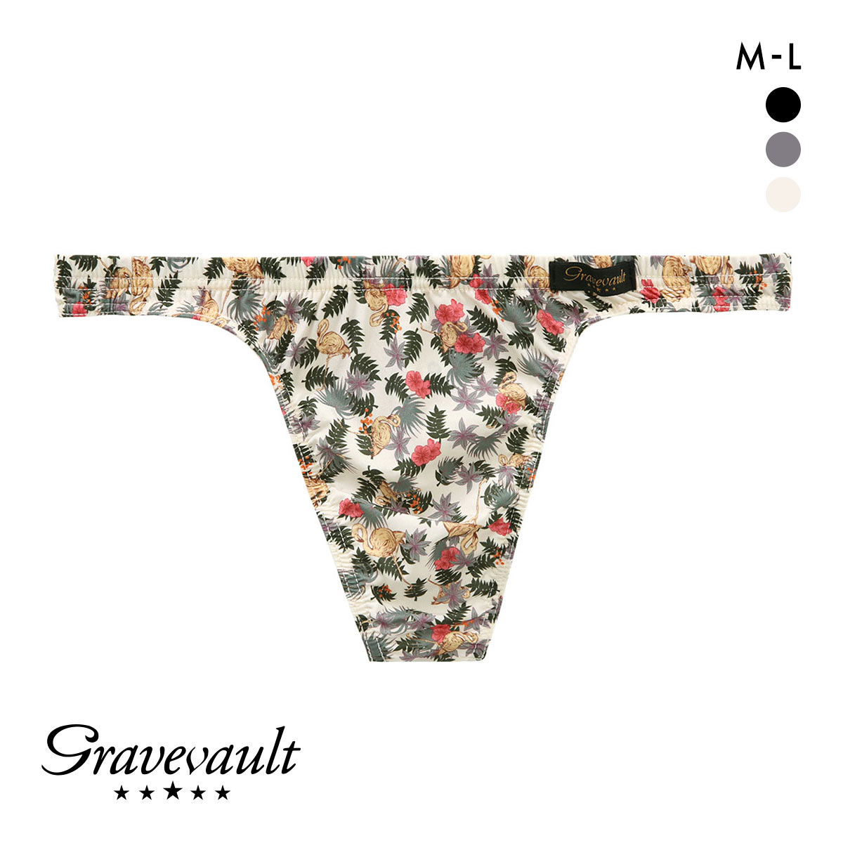 グレイブボールト Pink Flamingo Tバック ビキニ ブリーフ ML メンズ 前閉じ 日本製 Gravevault(IV-アイボリー-M)