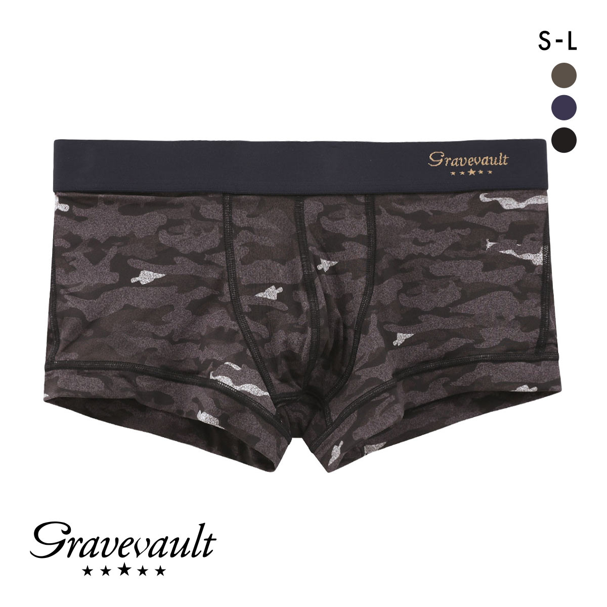 グレイブボールト Oscar ローライズ ボクサーパンツ SML メンズ 前閉じ 日本製 国産 Gravevault(BK-ブラック-S)