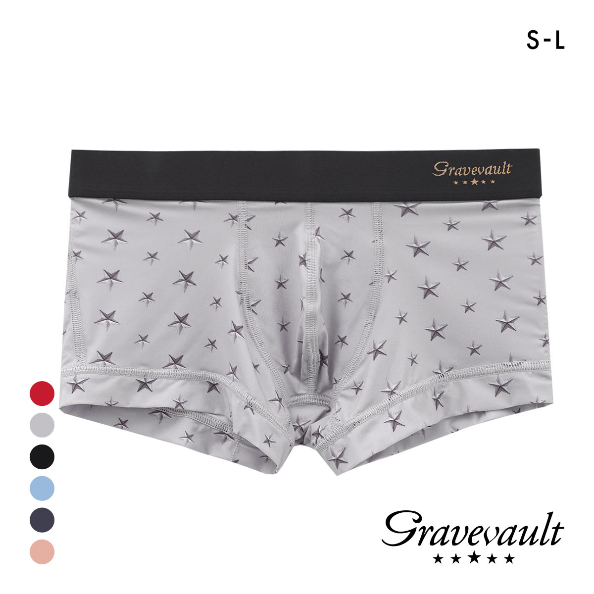 グレイブボールト STAR STUDS ローライズ ボクサーパンツ SML メンズ 前閉じ 日本製 Gravevault 国産(GY-グレー-S)