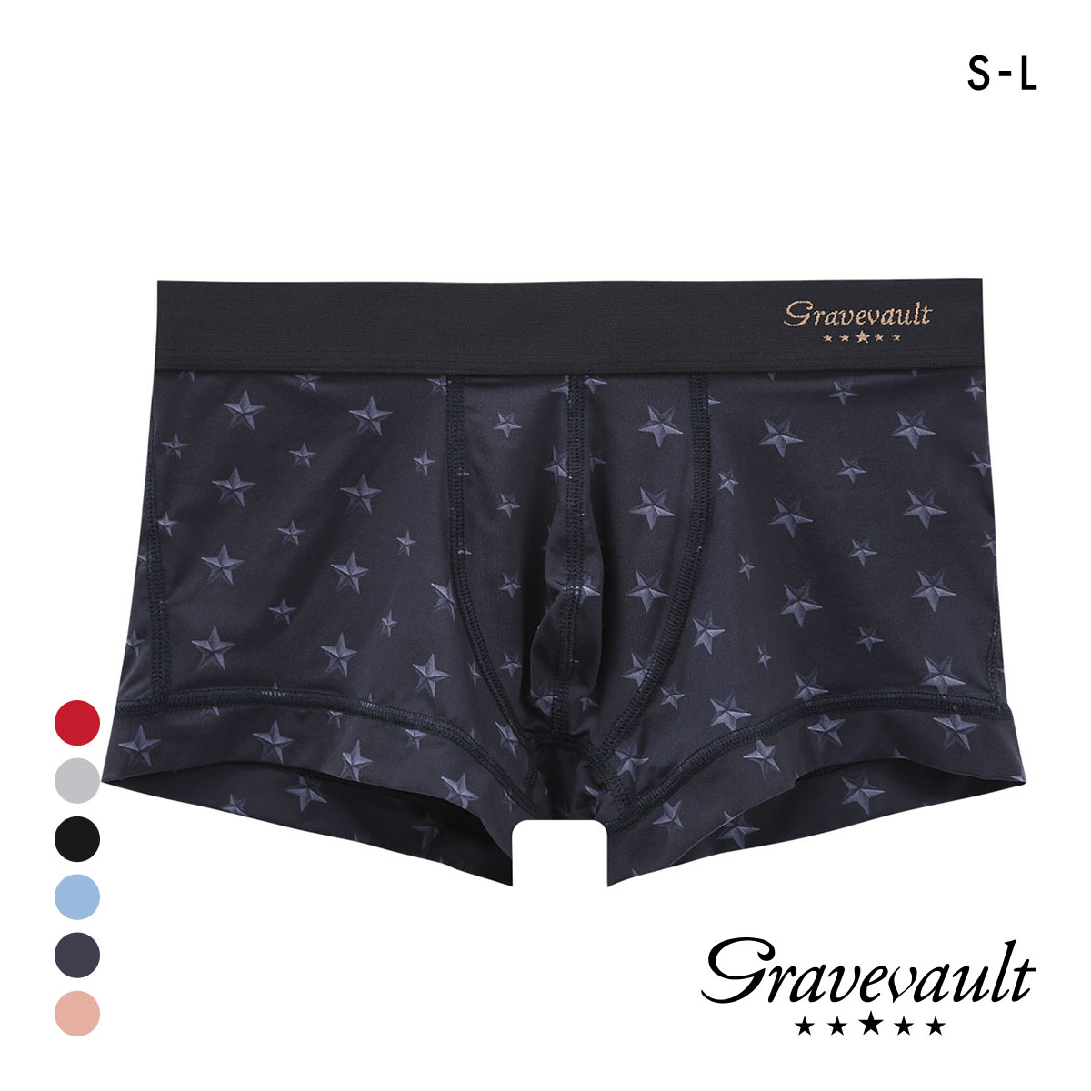 グレイブボールト STAR STUDS ローライズ ボクサーパンツ SML メンズ 前閉じ 日本製 Gravevault 国産(NV-ネイビー-S)