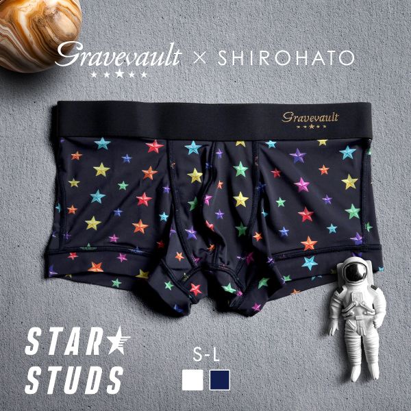 グレイブボールト Gravevault×SHIROHATO 別注 限定カラー STAR STUDS ローライズボクサーパンツ メンズ 前とじ S M L