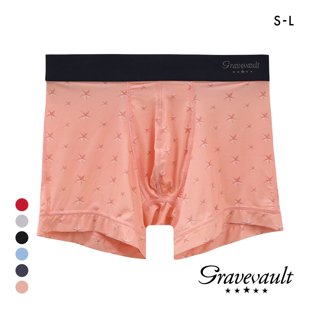 グレイブボールト STAR STUDS ショート ボクサーパンツ SML メンズ 前閉じ 日本製 Gravevault 国産(PI-ピンク-S)