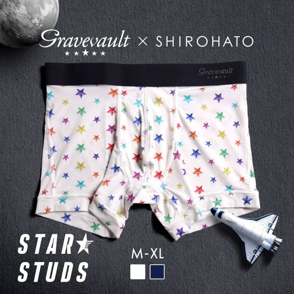 グレイブボールト Gravevault×SHIROHATO 別注 限定カラー STAR STUDS ショートボクサーパンツ メンズ 前とじ M L XL
