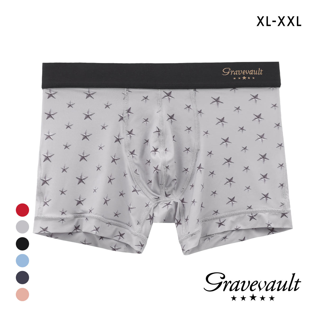 グレイブボールト STAR STUDS ショート ボクサーパンツ XL メンズ 前閉じ 日本製 Gravevault 国産(GY-グレー-XL)