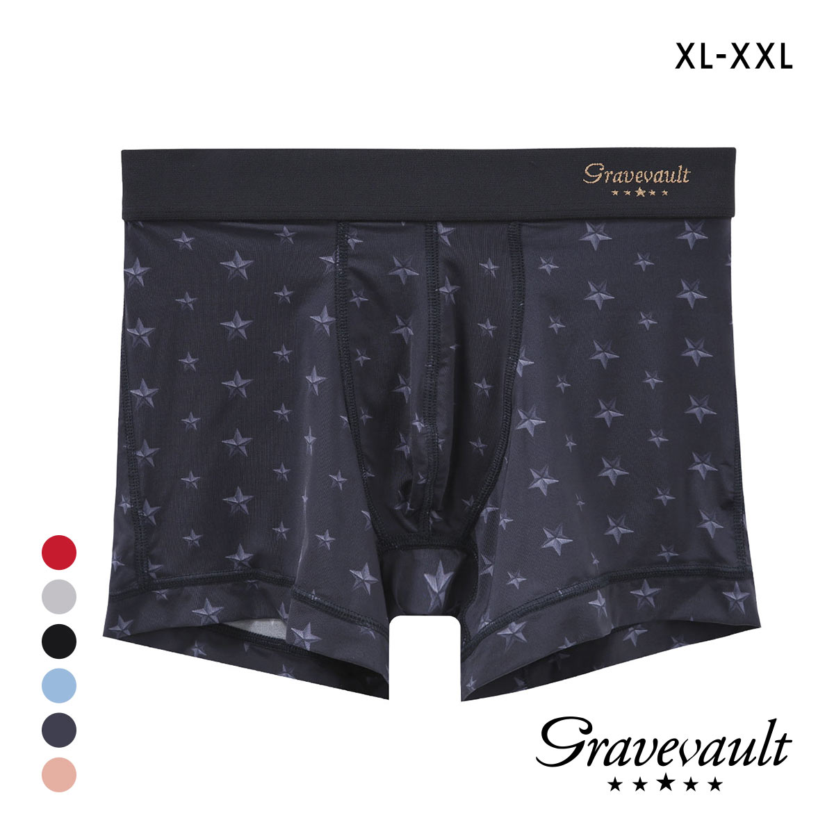 グレイブボールト STAR STUDS ショート ボクサーパンツ XL メンズ 前閉じ 日本製 Gravevault 国産(NV-ネイビー-XL)