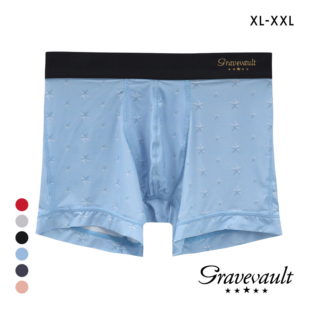 グレイブボールト STAR STUDS ショート ボクサーパンツ XL メンズ 前閉じ 日本製 Gravevault 国産(BU-ブルー-XL)