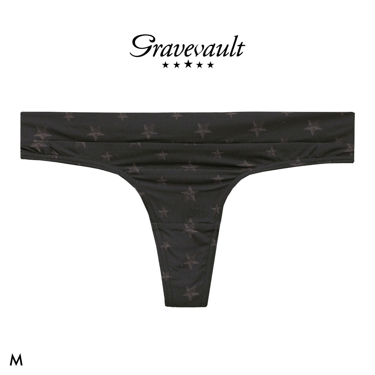 グレイブボールト STAR STUDS Thong Tバックショーツ レディース タンガ ソング ペア 単品 Gravevault 日本製(BK-ブラック-M)