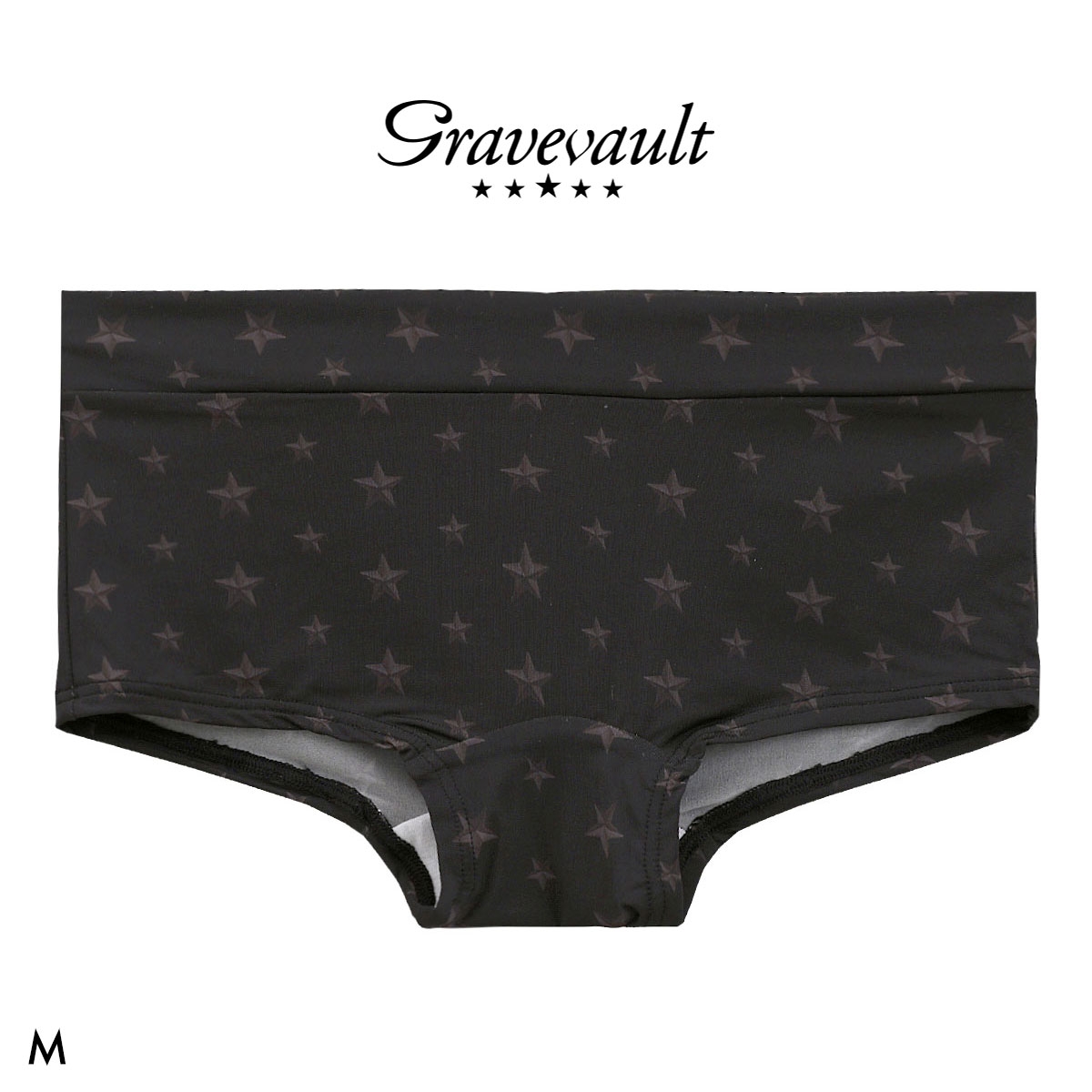 グレイブボールト STAR STUDS Shorty ボクサーショーツ レディース ショーツ ボーイレングス ローライズ ペア 単品 Gravevault(BK-ブラック-M)