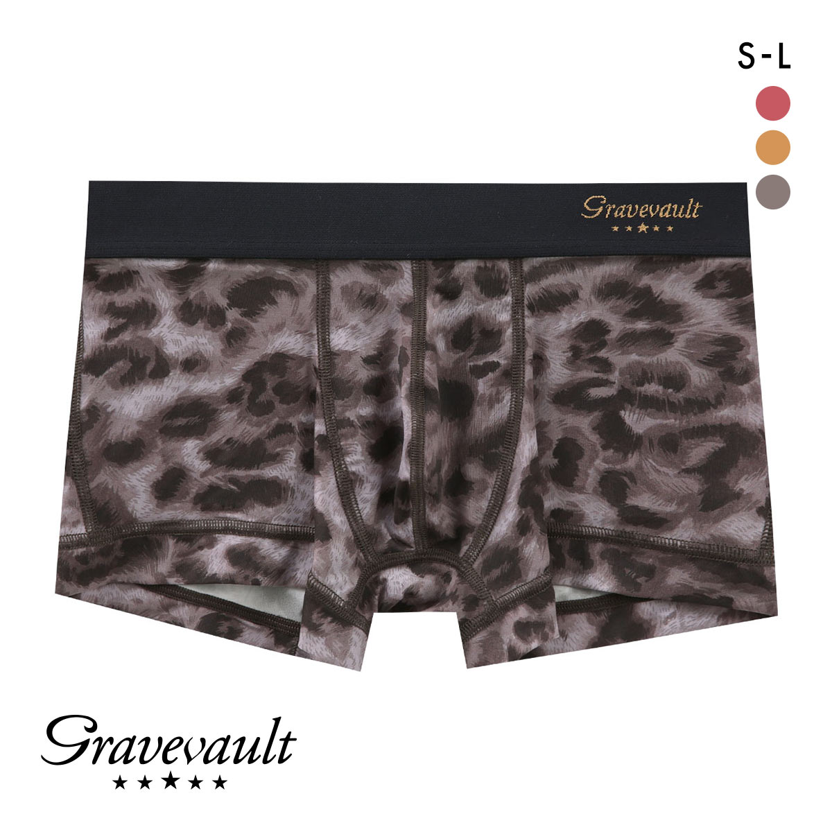 グレイブボールト LEOPARD ローライズ ボクサーパンツ SML メンズ 前閉じ 日本製 Gravevault 国産(GY-グレー-S)