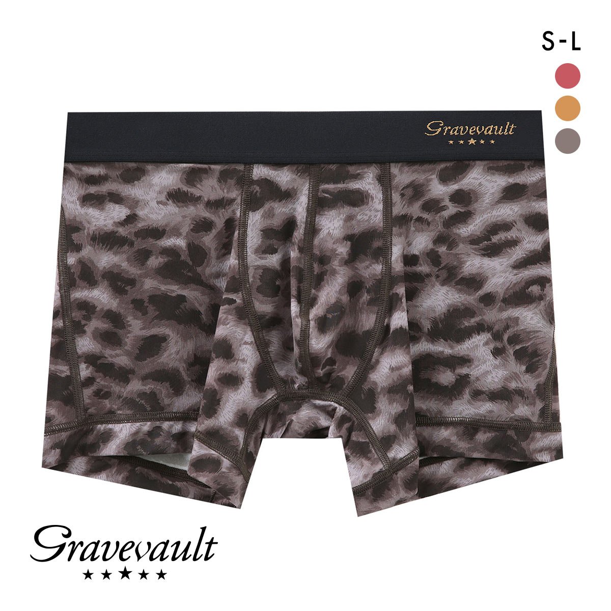グレイブボールト LEOPARD ショート ボクサーパンツ SML メンズ 前閉じ 日本製 Gravevault 国産(GY-グレー-S)