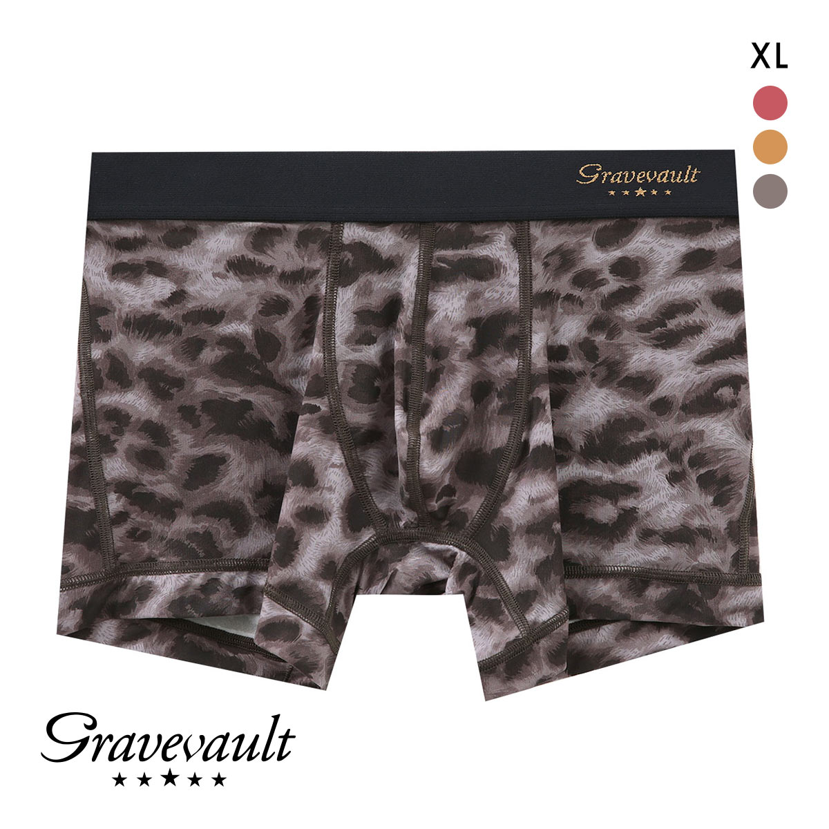 グレイブボールト LEOPARD ショート ボクサーパンツ XL メンズ 前閉じ 日本製 Gravevault 国産(GY-グレー-XL)