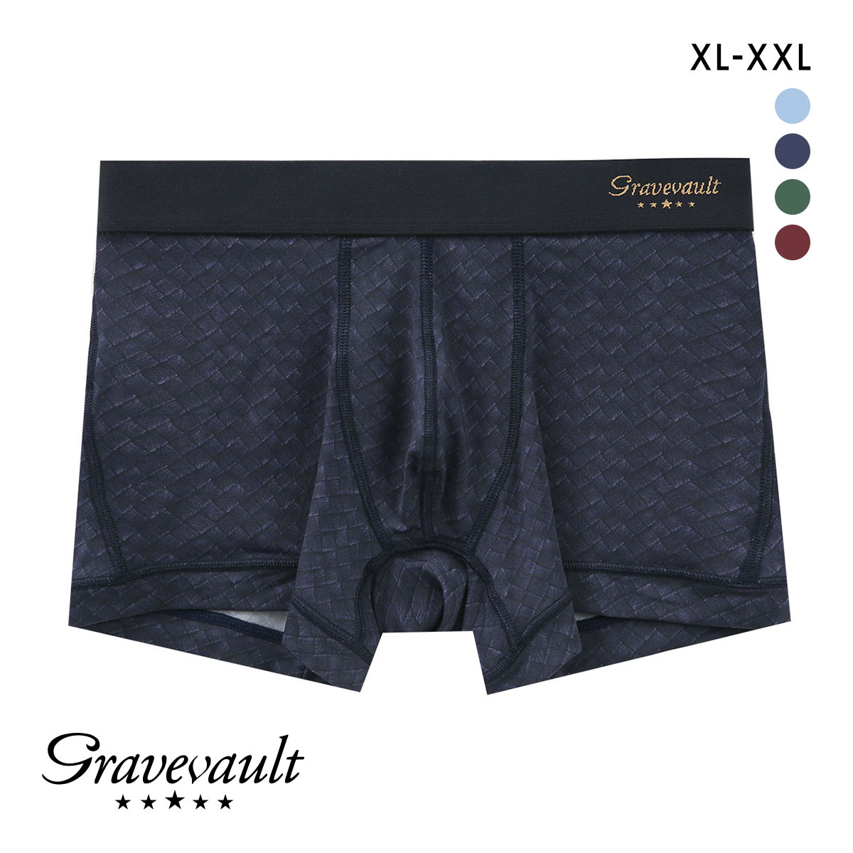 グレイブボールト INTRECCIATO ショート ボクサーパンツ XL XXL メンズ 前閉じ 日本製 Gravevault 国産(NV-ネイビー-XL)