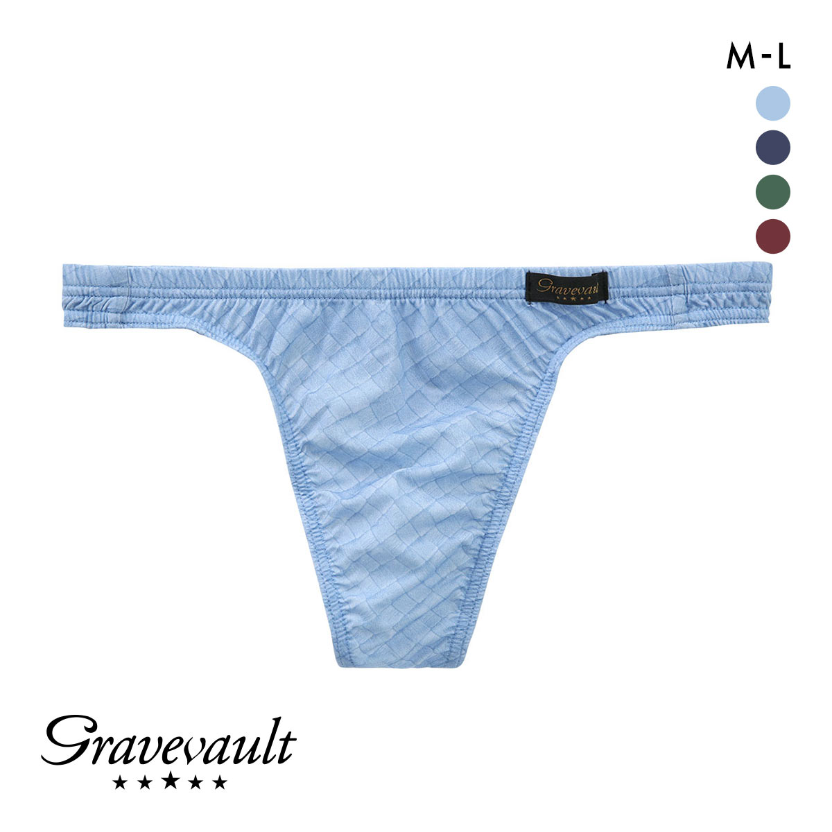 グレイブボールト INTRECCIATO Tバック ビキニ ブリーフ ML メンズ 前閉じ 日本製 Gravevault 国産(LBU-薄ブルー-M)