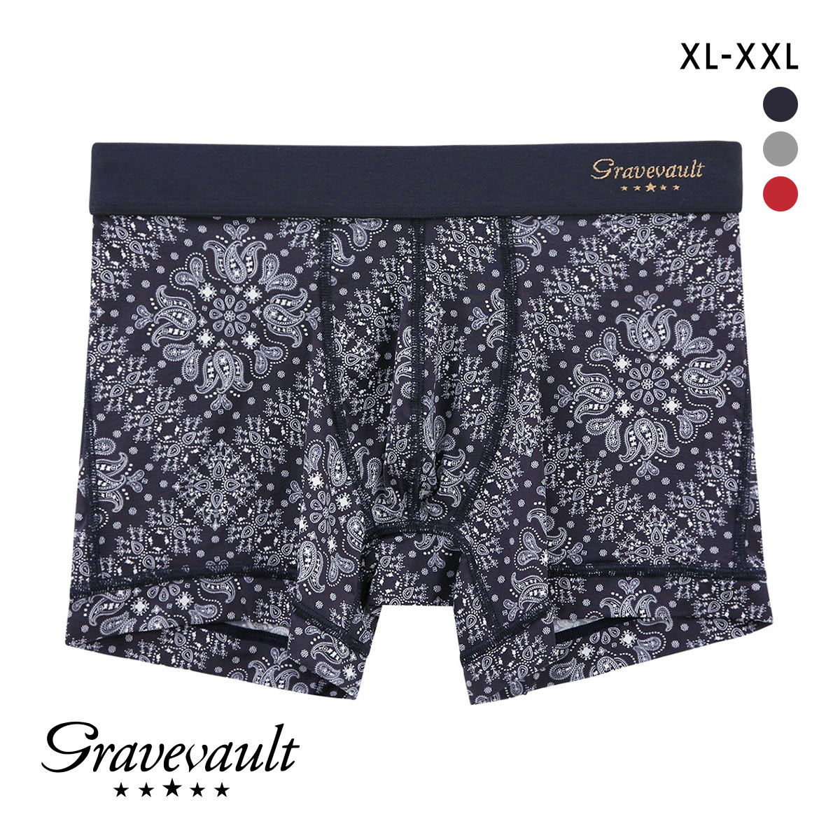 グレイブボールト Bandana ショート ボクサーパンツ XL XXL メンズ 前閉じ 日本製 Gravevault 国産(NV-ネイビー-XL)