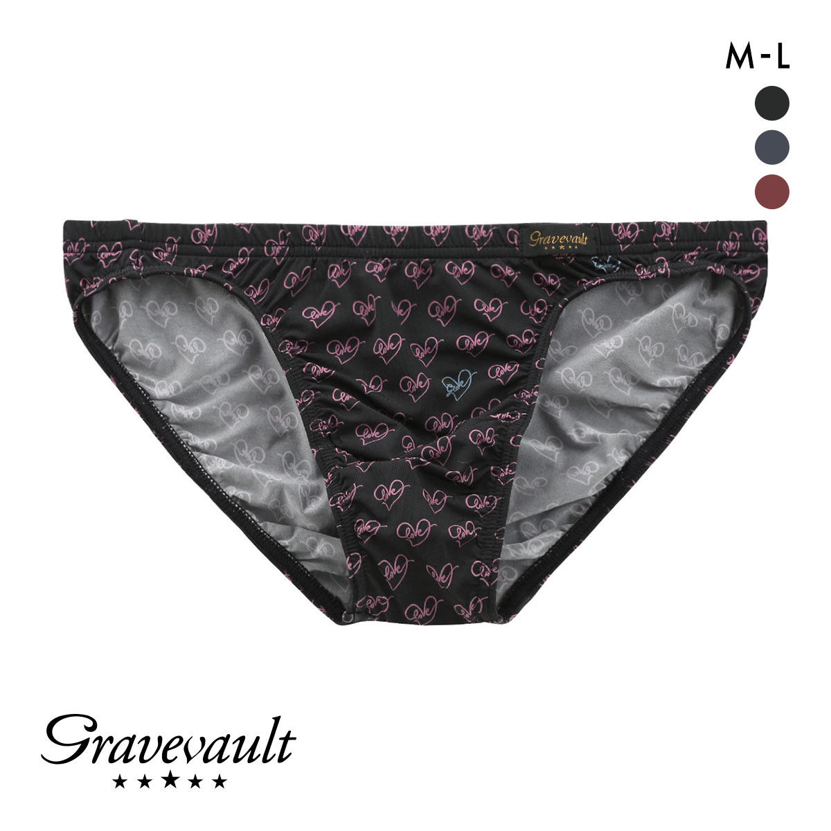 グレイブボールト LOVE ビキニ ブリーフ フルバック ML メンズ 前閉じ 日本製 Gravevault 国産(BK-ブラック-M)