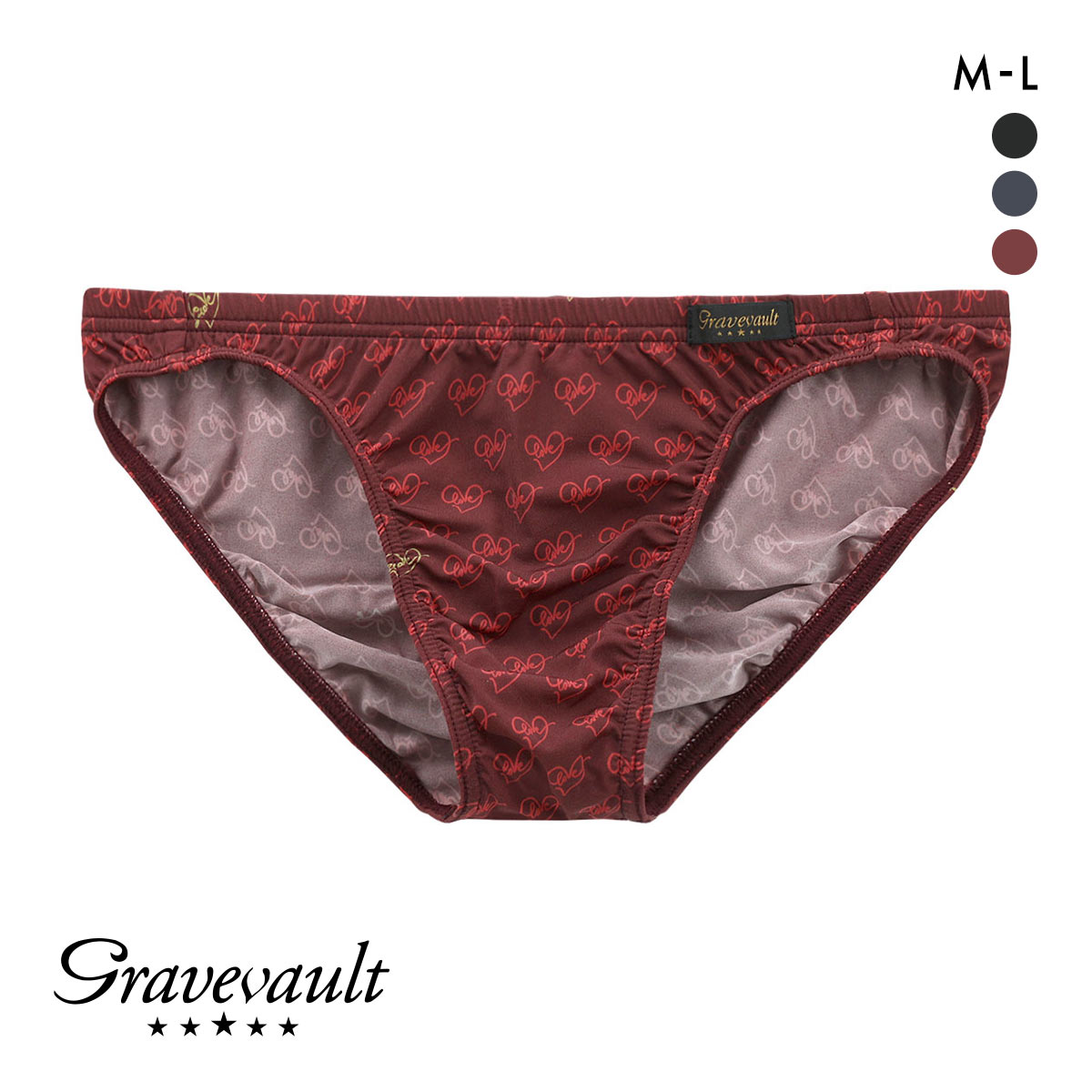グレイブボールト LOVE ビキニ ブリーフ フルバック ML メンズ 前閉じ 日本製 Gravevault 国産(RE-レッド-M)