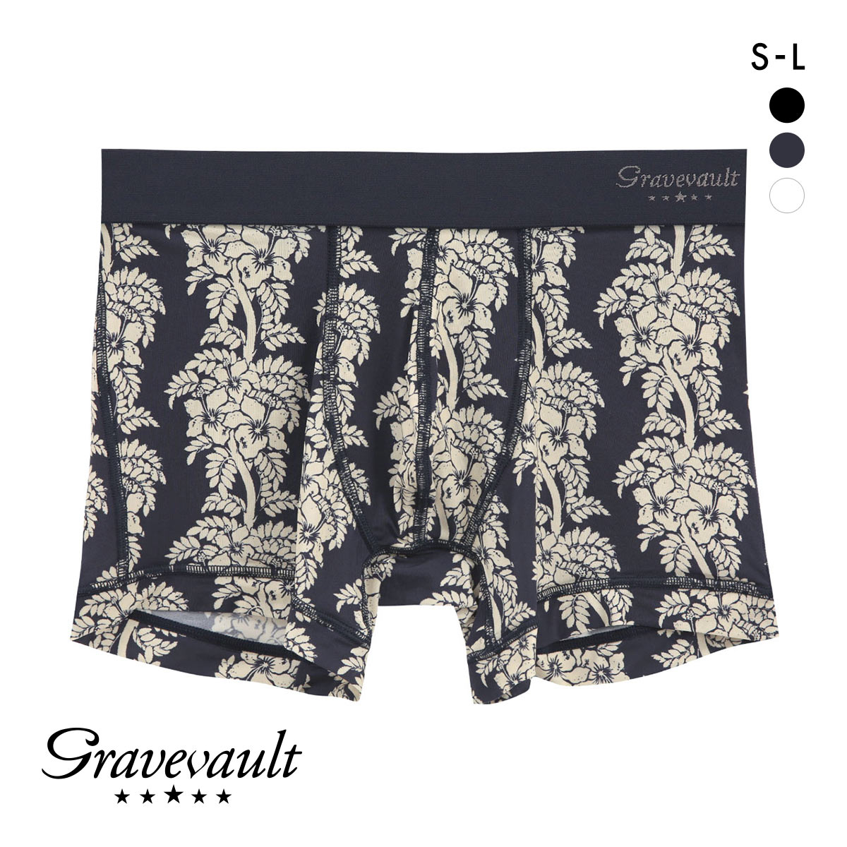 グレイブボールト aloha ショート ボクサーパンツ SML メンズ 前閉じ 日本製 Gravevault 国産(NV-ネイビー-S)