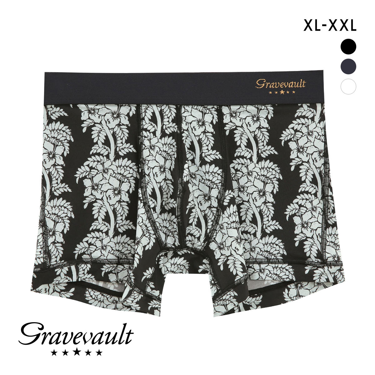 グレイブボールト aloha ショート ボクサーパンツ XL XXL メンズ 前閉じ 日本製 Gravevault 国産(BK-ブラック-XL)