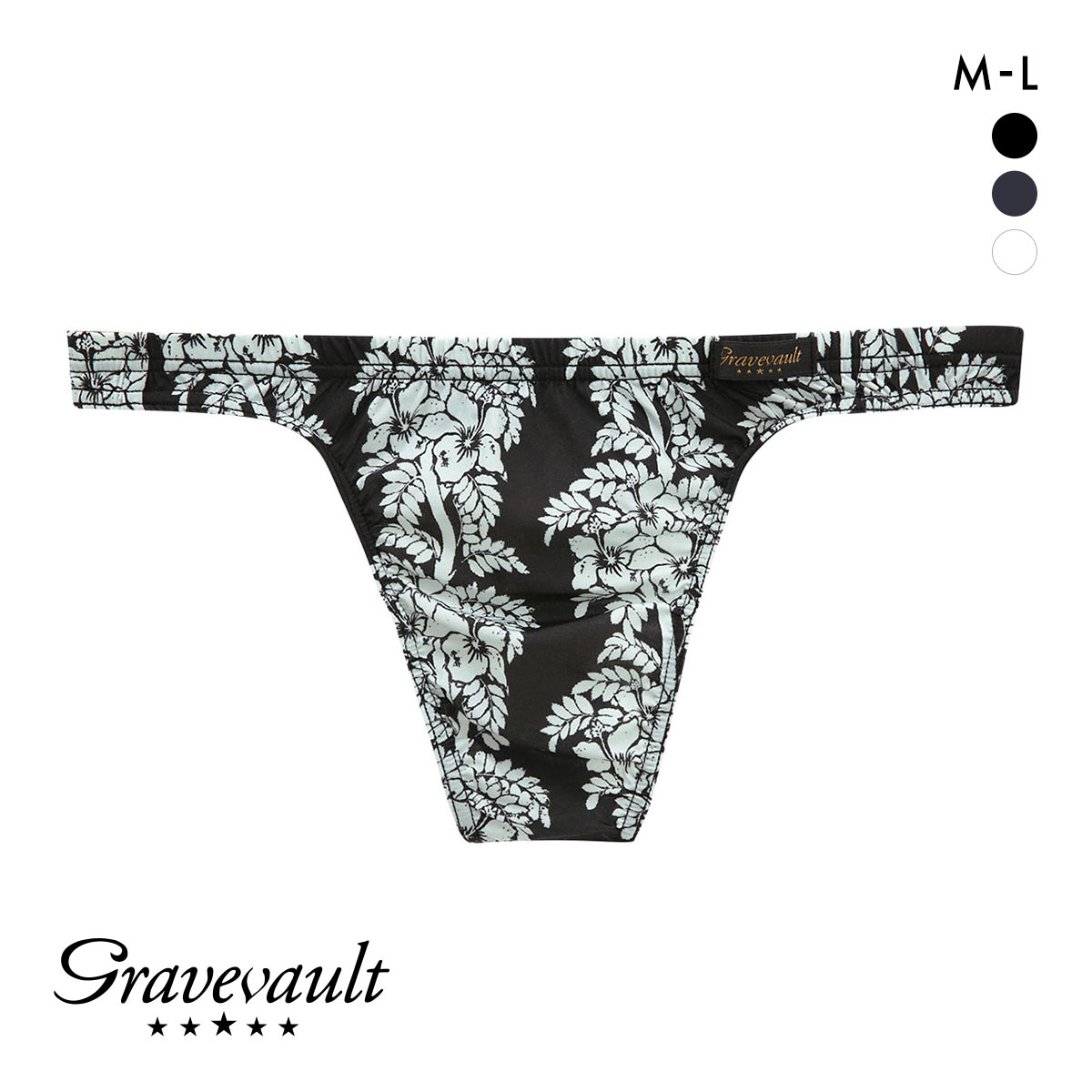 グレイブボールト aloha Tバック ビキニ ML メンズ 前閉じ 日本製 Gravevault 国産(BK-ブラック-M)