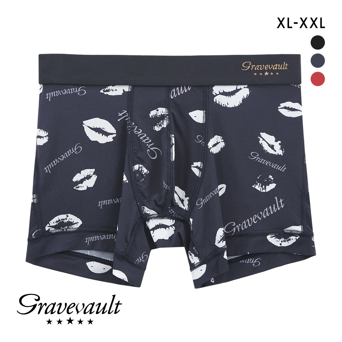 グレイブボールト Kiss ショート ボクサーパンツ XL XXL 大きいサイズ メンズ 前閉じ 日本製 Gravevault 国産(NV-ネイビー-XL)