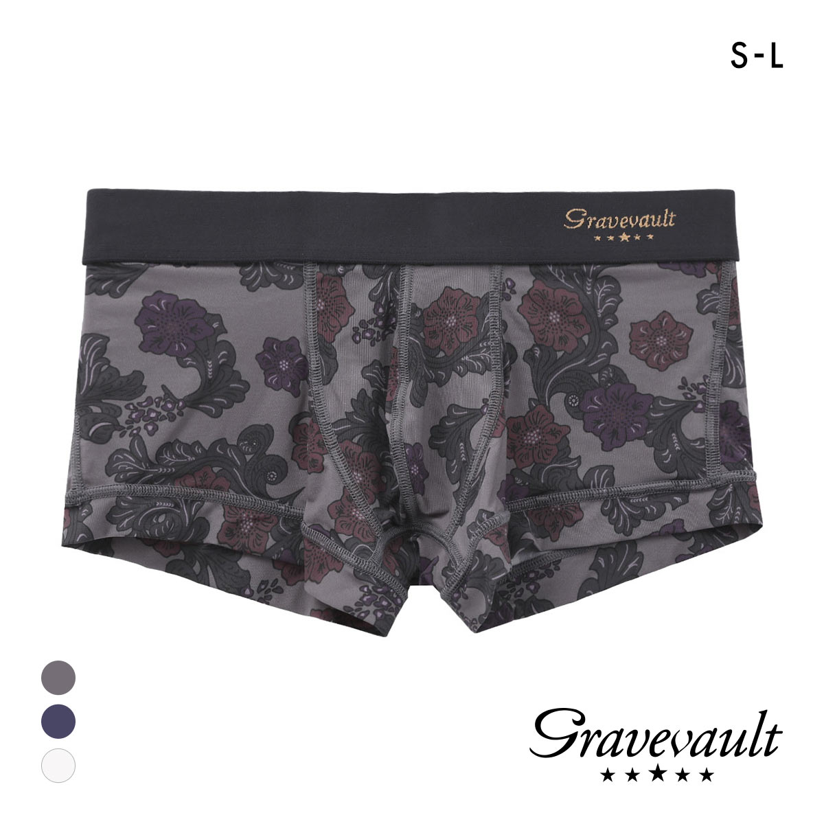 グレイブボールト Impatients ローライズ ボクサーパンツ SML メンズ 前閉じ 日本製 Gravevault 国産(GY-グレー-S)