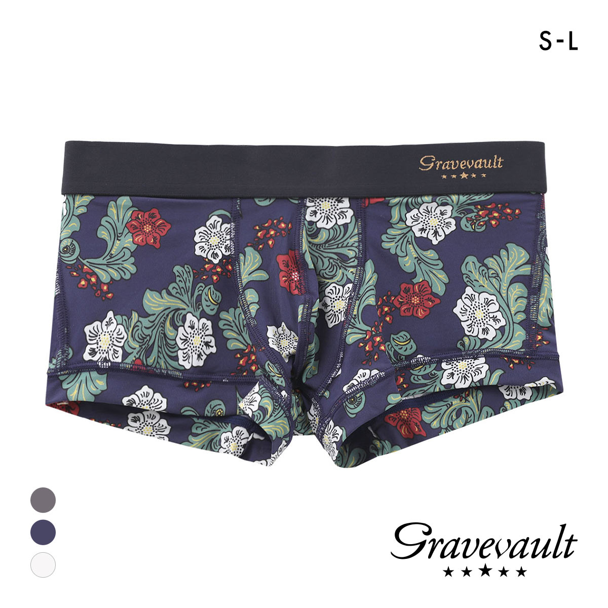 グレイブボールト Impatients ローライズ ボクサーパンツ SML メンズ 前閉じ 日本製 Gravevault 国産(NV-ネイビー-S)