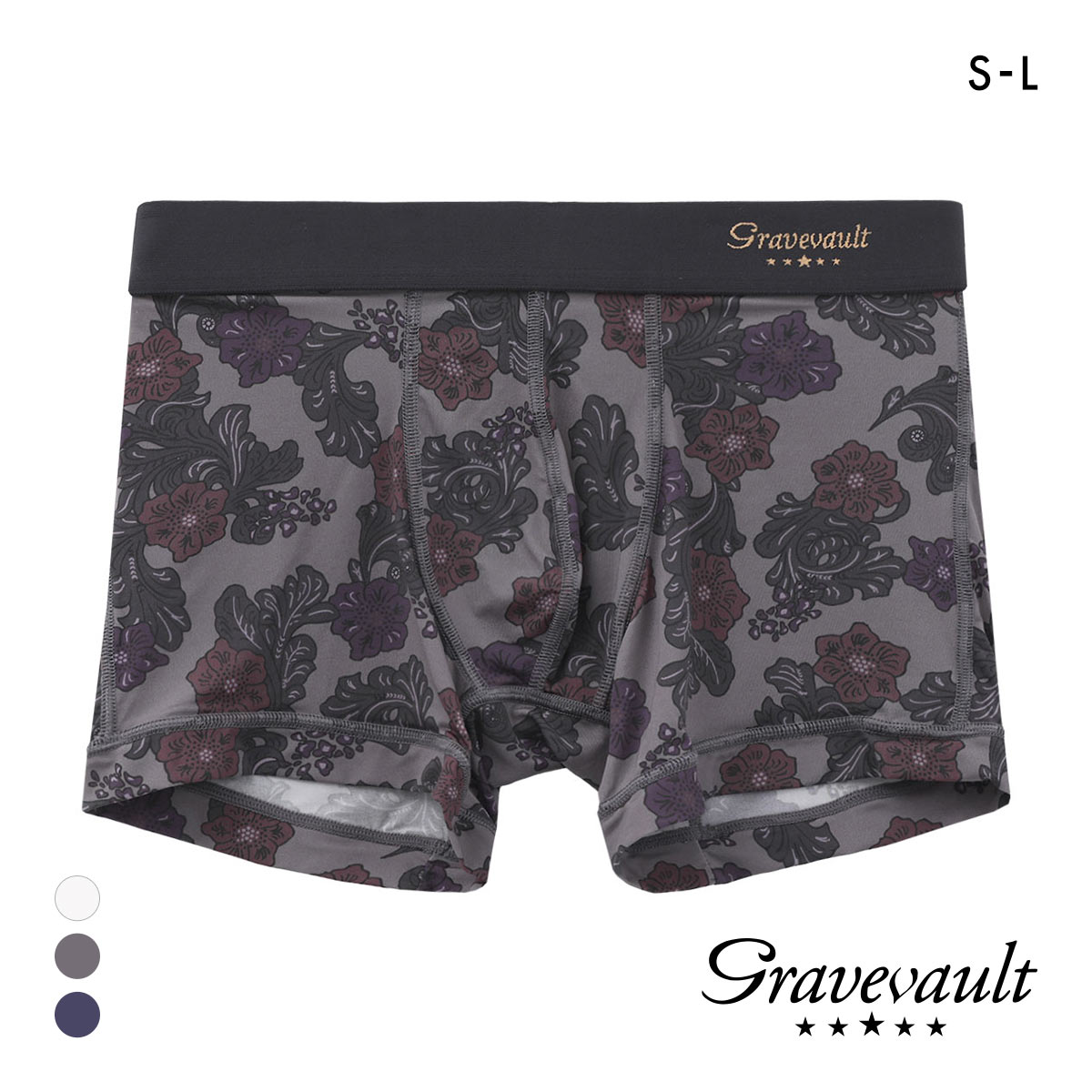 グレイブボールト Impatients ショート ボクサーパンツ SML メンズ 前閉じ 日本製 Gravevault 国産(GY-グレー-S)