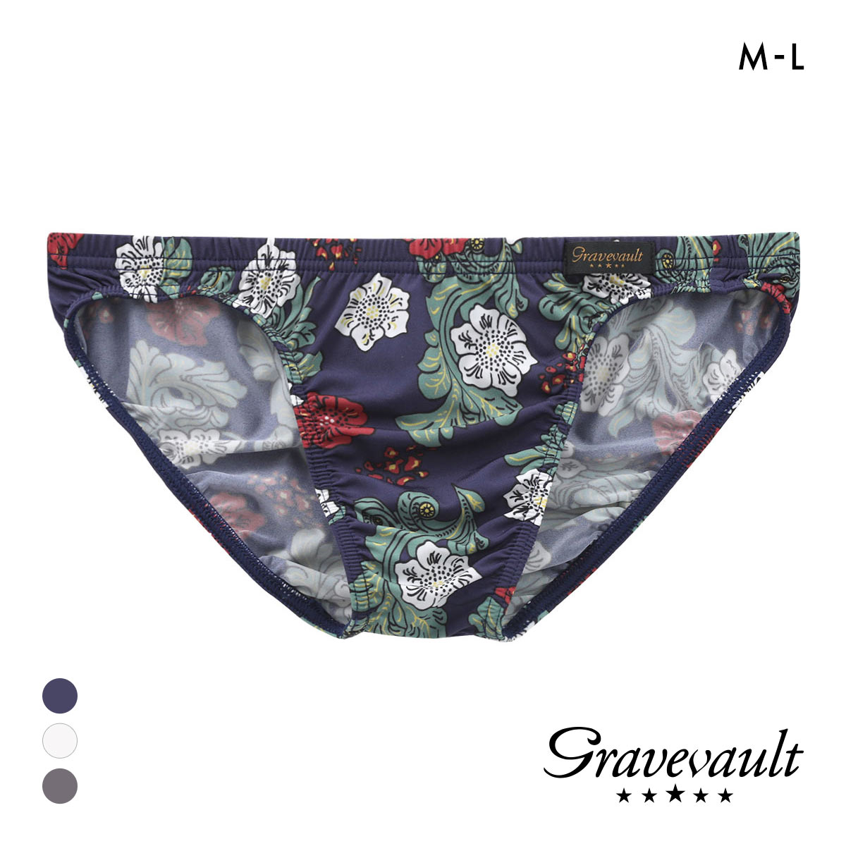 グレイブボールト Impatients ビキニ ブリーフ フルバック ML メンズ 前閉じ 日本製 Gravevault 国産(NV-ネイビー-M)