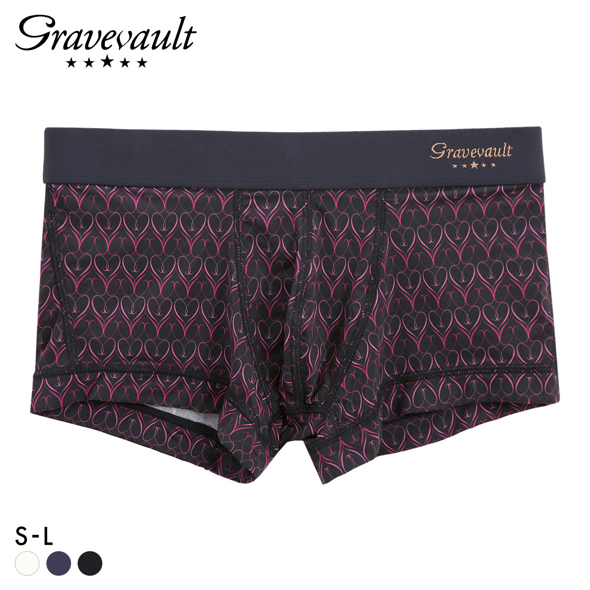 グレイブボールト Gravevault Gift ローライズ ボクサーパンツ メンズ アンダーウェア SML(BK-ブラック-S)