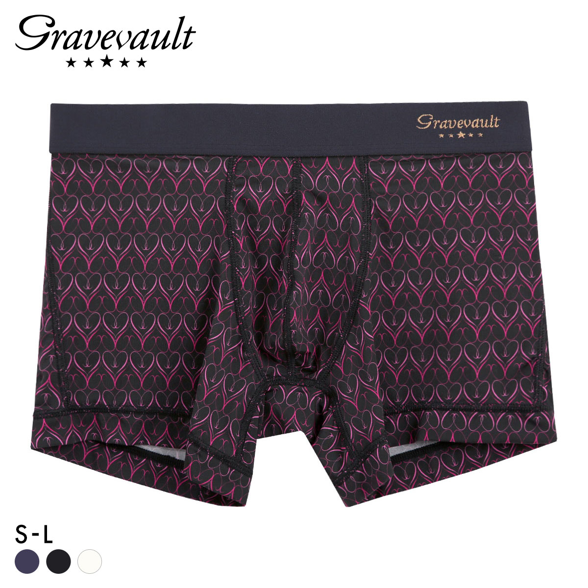 グレイブボールト Gravevault Gift ショート ボクサーパンツ メンズ アンダーウェア 前とじ SML(BK-ブラック-S)
