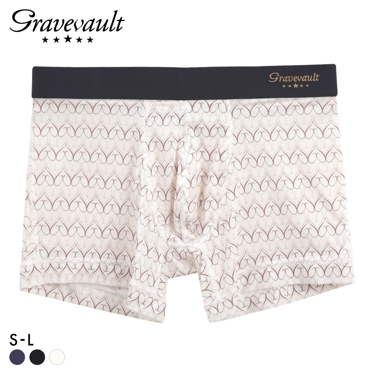 グレイブボールト Gravevault Gift ショート ボクサーパンツ メンズ アンダーウェア 前とじ SML(WH-ホワイト-S)