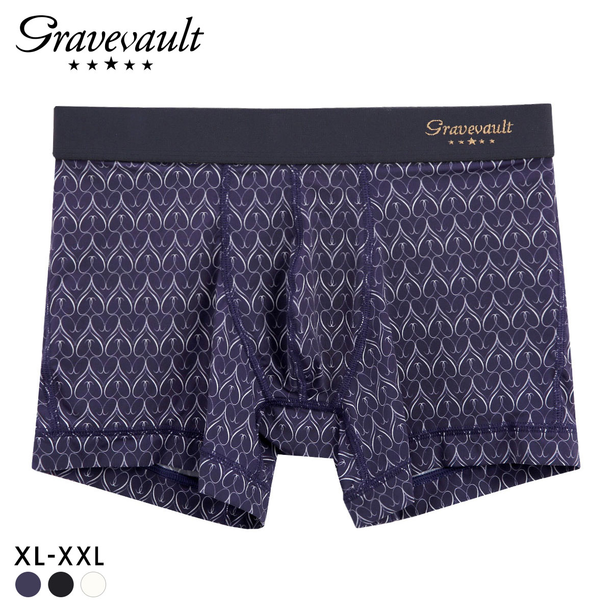 グレイブボールト Gravevault Gift ボクサーパンツ ショート メンズ 前とじ XL 大きいサイズ(NV-ネイビー-XL)