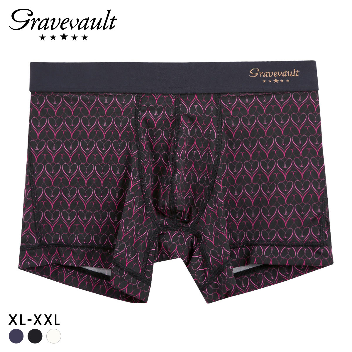 グレイブボールト Gravevault Gift ボクサーパンツ ショート メンズ 前とじ XL 大きいサイズ(BK-ブラック-XL)
