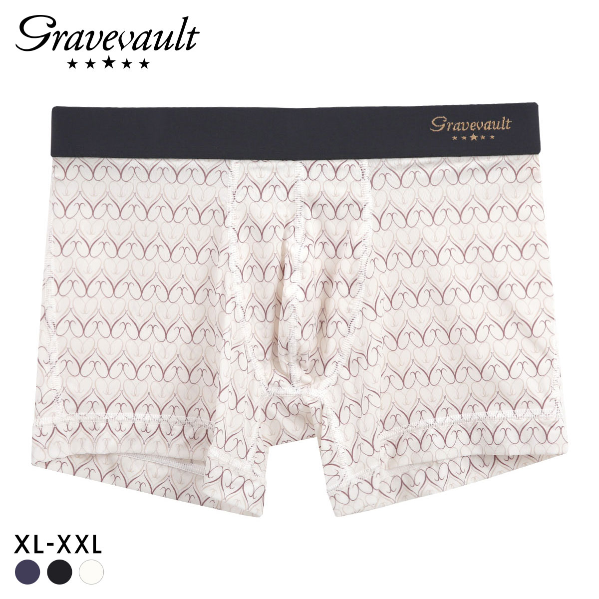 グレイブボールト Gravevault Gift ボクサーパンツ ショート メンズ 前とじ XL 大きいサイズ(WH-ホワイト-XL)