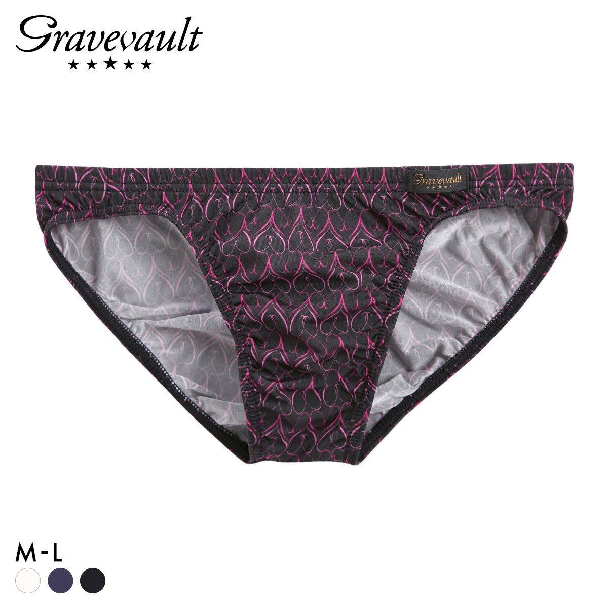 グレイブボールト Gravevault Gift フルバック ビキニ メンズ アンダーウェア 前とじ(BK-ブラック-M)