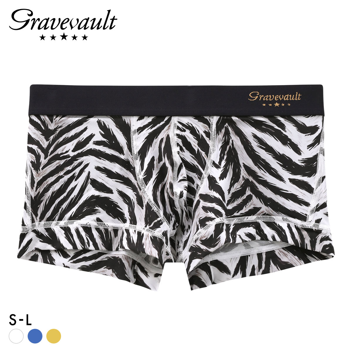 グレイブボールト Fuujin ローライズ ボクサーパンツ メンズ Gravevault 日本製(WH-ホワイト-S)