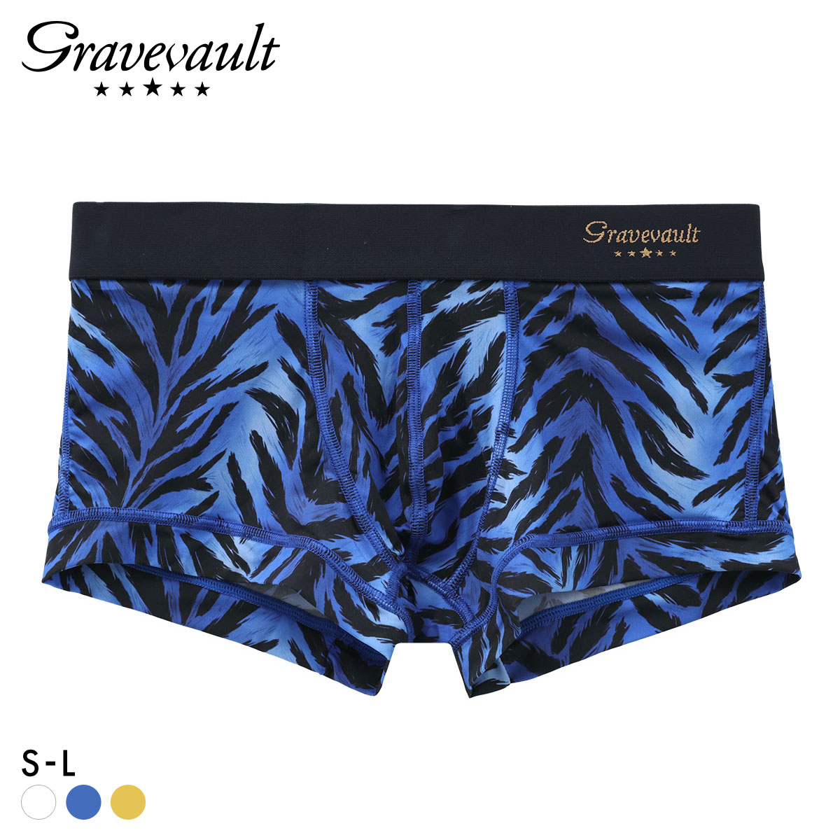 グレイブボールト Fuujin ローライズ ボクサーパンツ メンズ Gravevault 日本製(BU-ブルー-S)