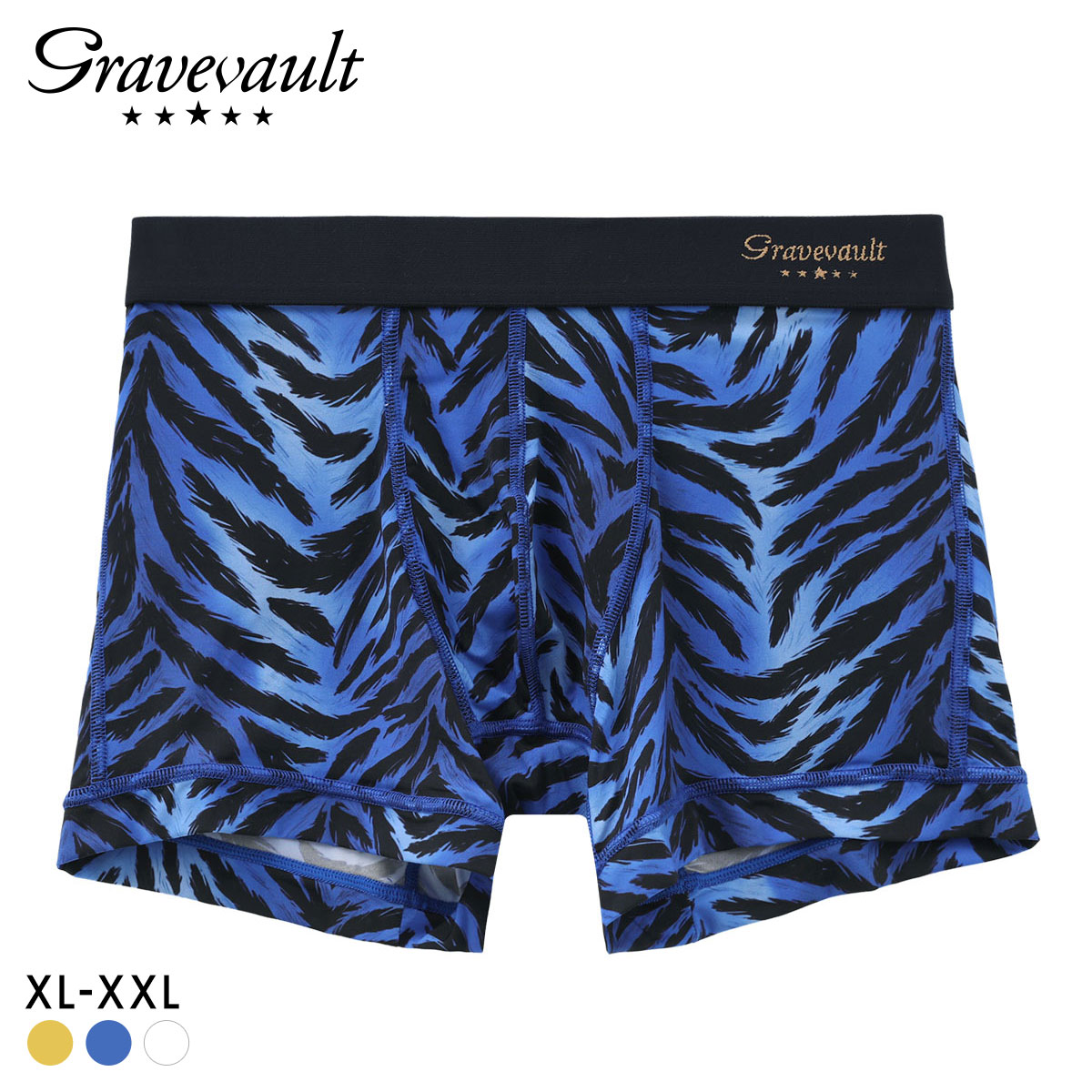 グレイブボールト Fuujin ショート ボクサーパンツ メンズ Gravevault 日本製 XL XXL(BU-ブルー-XL)