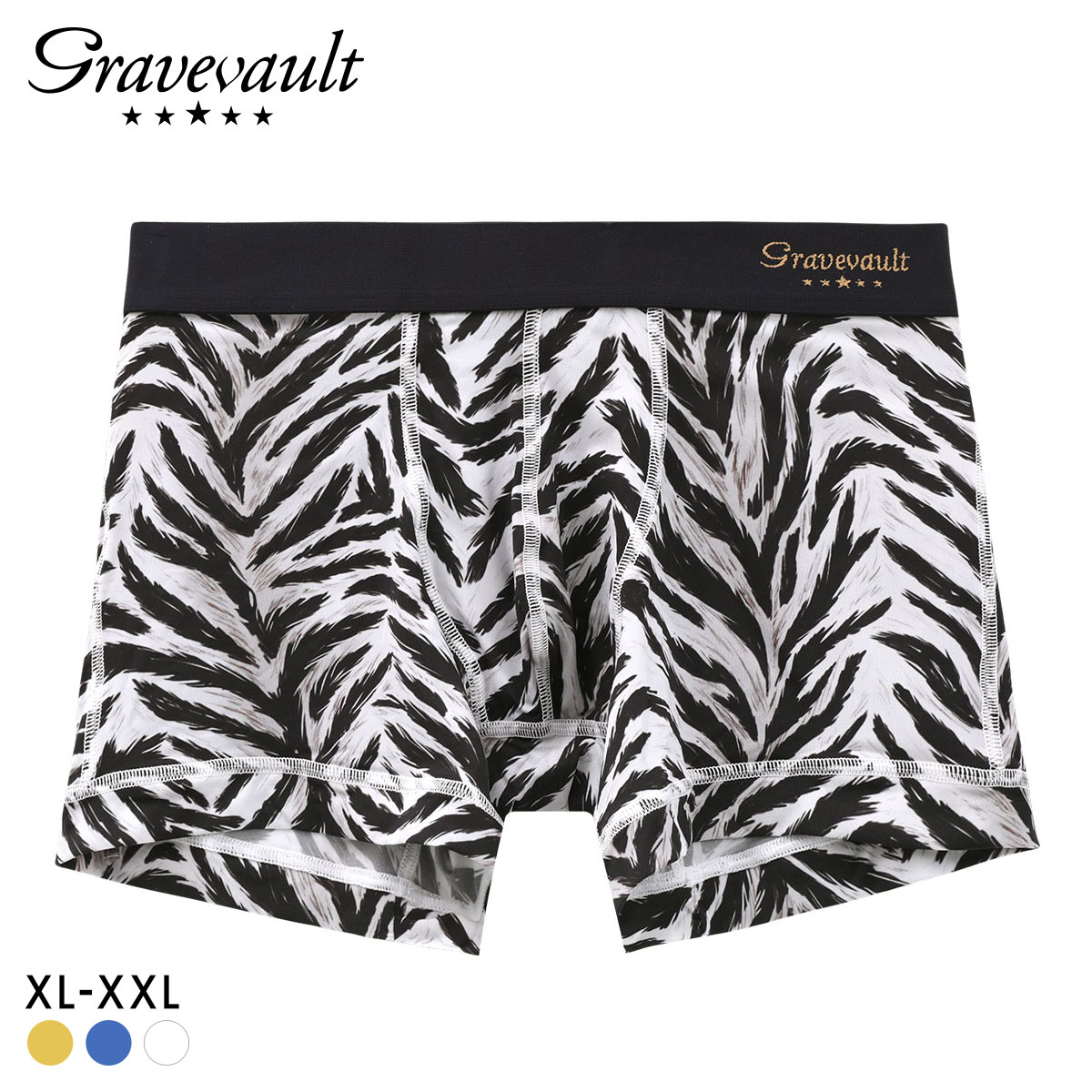 グレイブボールト Fuujin ショート ボクサーパンツ メンズ Gravevault 日本製 XL XXL(WH-ホワイト-XL)