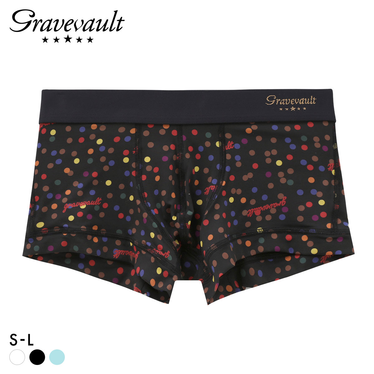 グレイブボールト Dot ローライズ ボクサーパンツ メンズ Gravevault 日本製(BK-ブラック-S)
