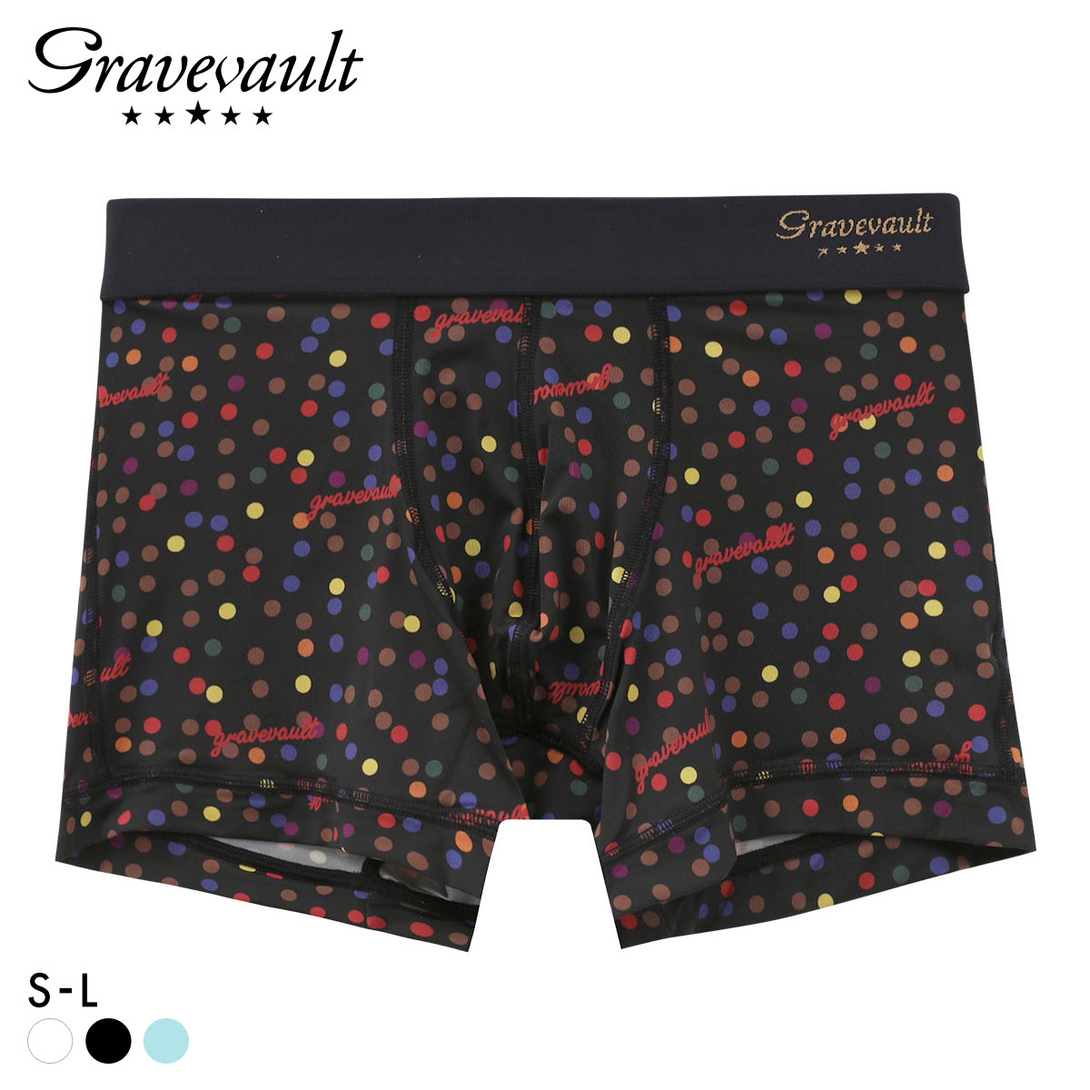 グレイブボールト Dot ショート ボクサーパンツ メンズ Gravevault 日本製(BK-ブラック-S)