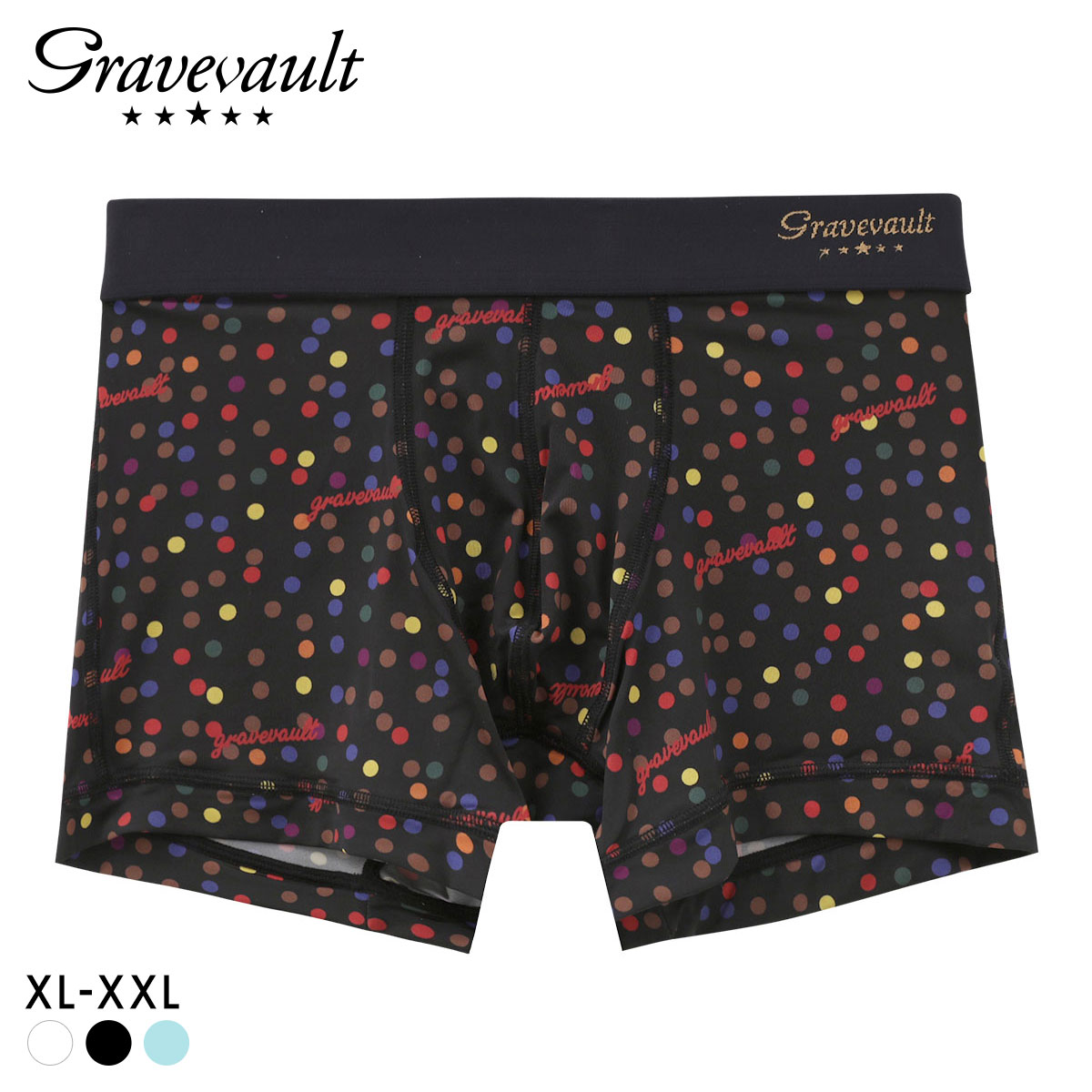 グレイブボールト Dot ショート ボクサーパンツ XL XXL メンズ Gravevault 大きいサイズ 日本製(BK-ブラック-XL)